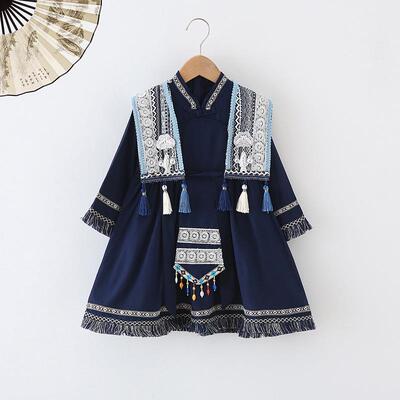 高档三三民族服月女装儿童汉服男童国风童广西壮族男孩幼儿园演中