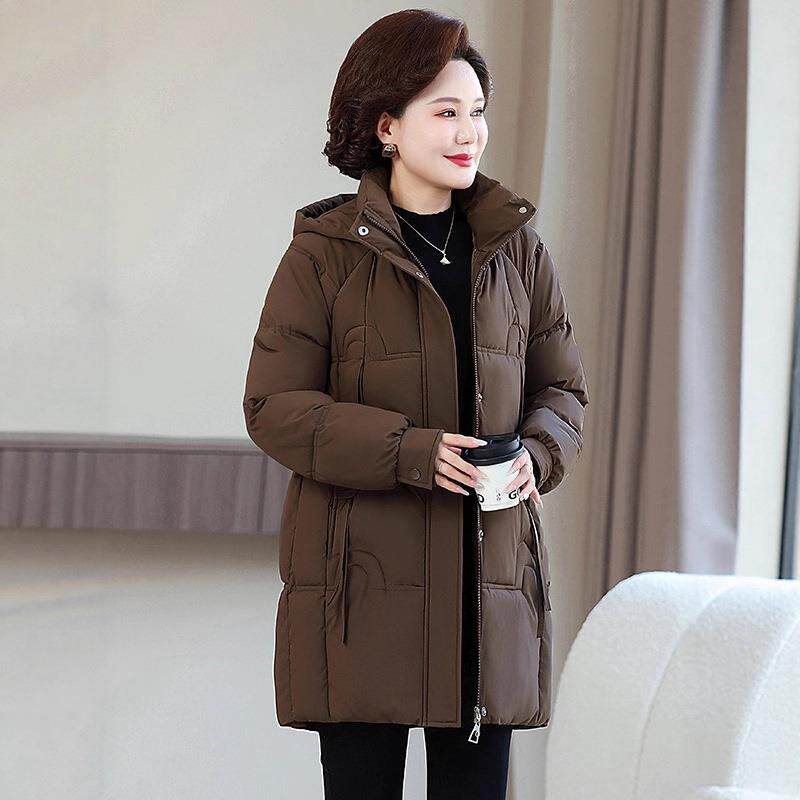 中老年妈妈冬季2025棉袄加厚时尚新款棉衣女款羽绒棉服中长款外套