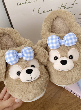 棉拖鞋女新款居家保暖室内加绒包头卡通包跟爱冬季舒适外穿代发