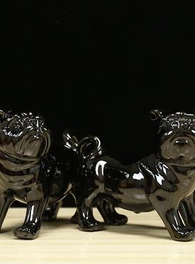 高档陶狗摆瓷件生肖狗爱工可品艺客厅办公室家居饰品