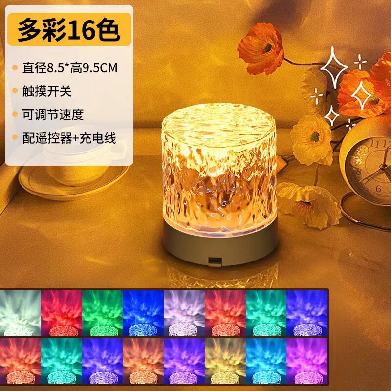 水波纹ledUSB水晶灯七彩小夜灯