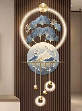 九鱼图玄关装饰画 画高档立体LED壁灯电视背景墙壁挂画 画入户走