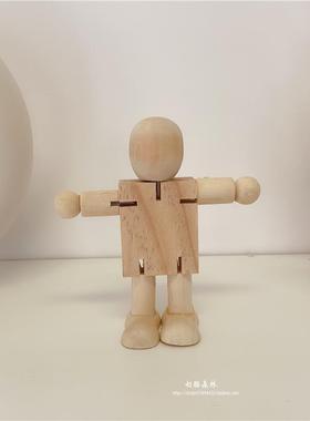 ins风桌面趣味小摆件木头人关节可调节人偶桌面装饰拍照装饰背景