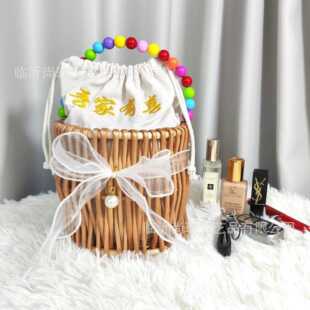 直销新款藤编织收纳篮结婚礼品竹篮手提礼篮伴娘伴手礼空盒礼物包