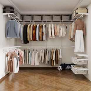 置物架衣帽间定制 衣橱立柱式 开放式 金属衣柜家用卧室挂衣区货架式