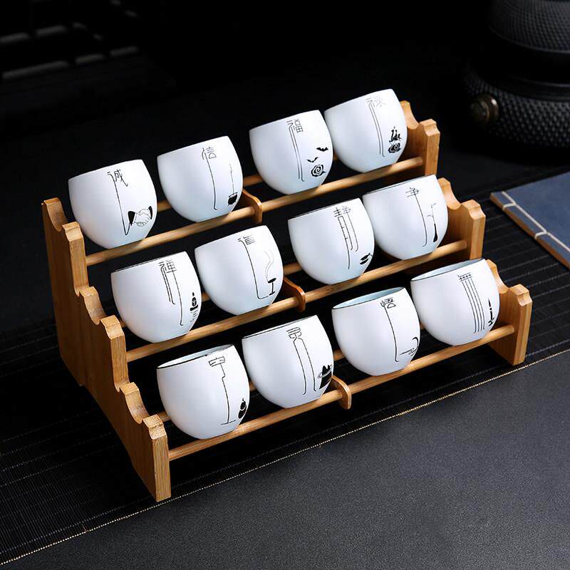 竹制茶杯架子家用单层双层三层功夫茶具杯子收耐架沥水架茶道置物