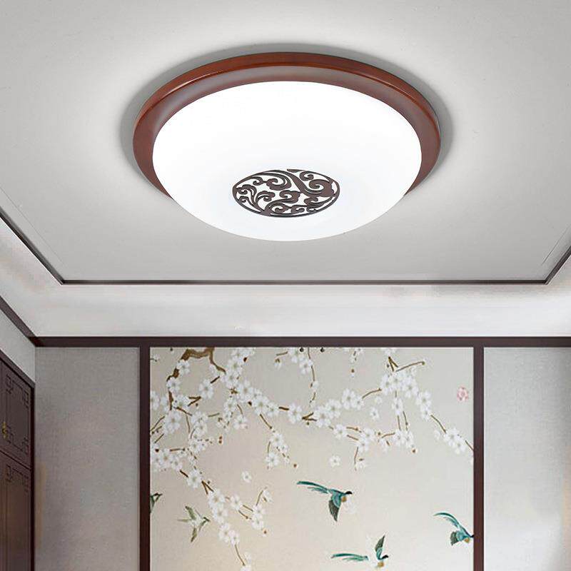 新中式顶灯中国风圆0形LX7001D实木灯卧室走廊过吸道门厅E阳台灯