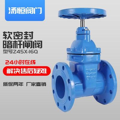 软密封暗杆闸阀Z45X-16Q法兰弹性座封阀门开关自来水表前阀水阀
