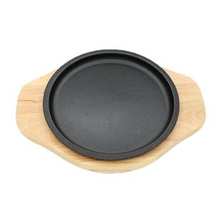 特力商用铸铁铁板烧牛排盘家用圆形不粘烤肉锅牛扒煎盘电磁炉专用