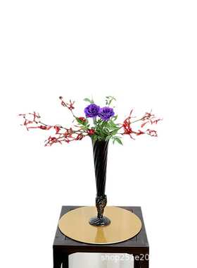 陶瓷高壁花瓶花器日式小原流池坊高脚插花器皿客厅家居摆件插花器