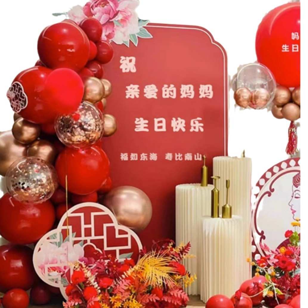 80大寿生日场景装饰老人寿宴背景墙布置60岁70祝寿气球寿星kt板