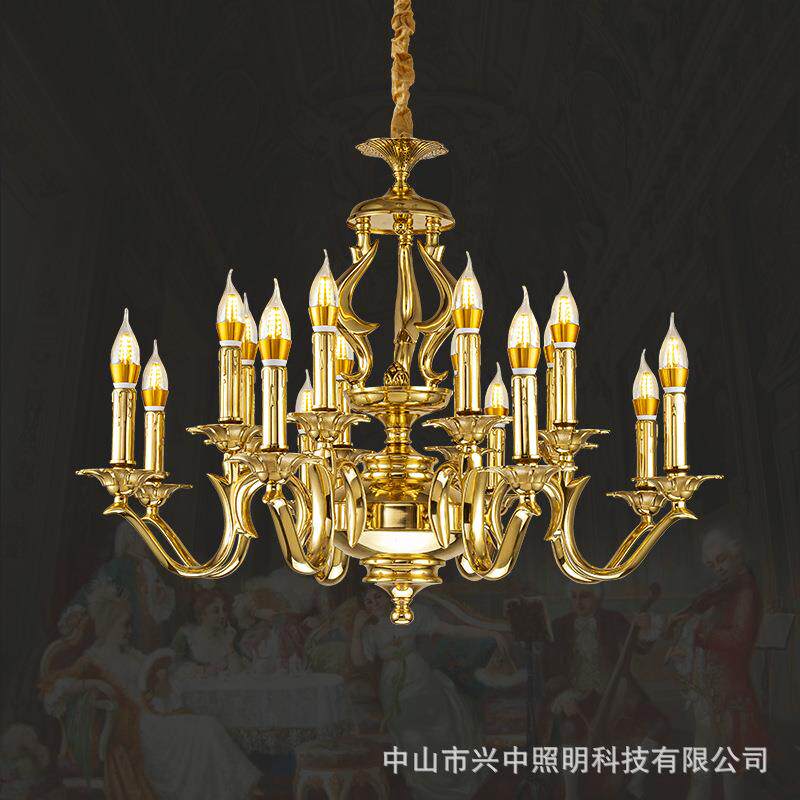 法式吊灯餐厅客厅灯欧式奢华大气复古铜灯别墅卧室灯书房全铜吊灯