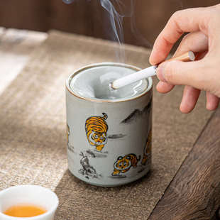 办公室ins风防飞灰味 漏斗烟灰缸创意家用客厅有带盖潮流烟缸个性