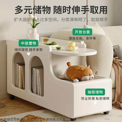 奶油风移动小茶几沙发边柜小户型创意网红客厅边几北欧简约小推车