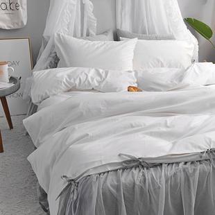 高档韩套式 色公主风床裙四套被纯棉1纯.件8m床上 蕾丝花边全棉韩版