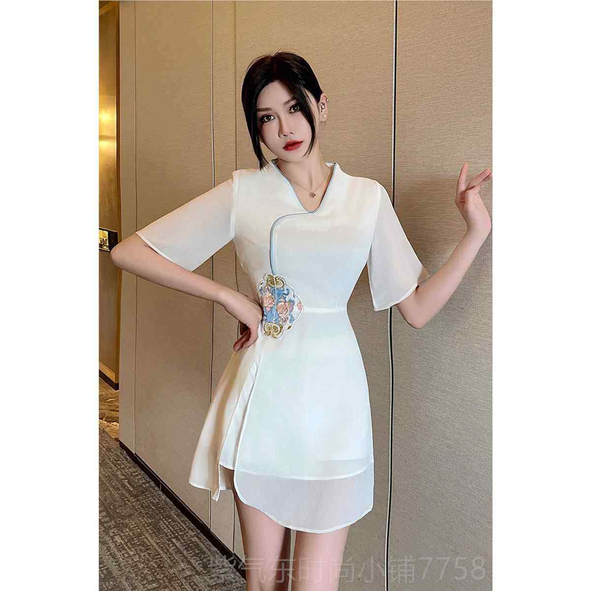 高档美容养足浴技师工作院服改良旗袍足a疗短裤套生装显瘦采耳sp