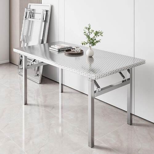 不锈钢折叠桌子餐桌家用饭桌可携式简易夜市摆摊商用长方形长条桌