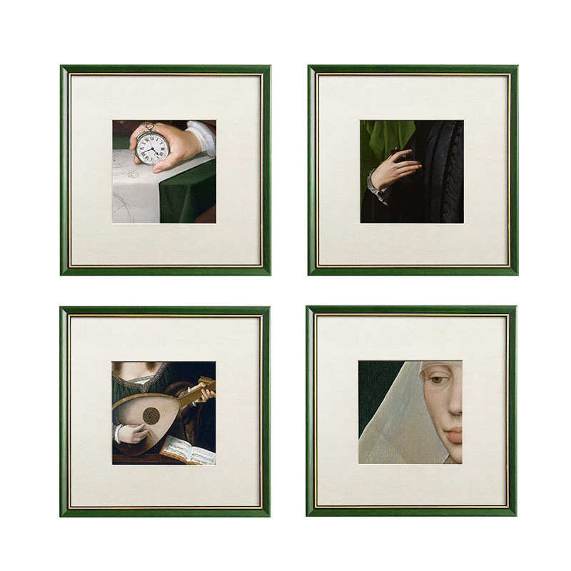 复古客厅组合装饰画卧室书房四联壁画样板间美式卧室墨绿高端挂画