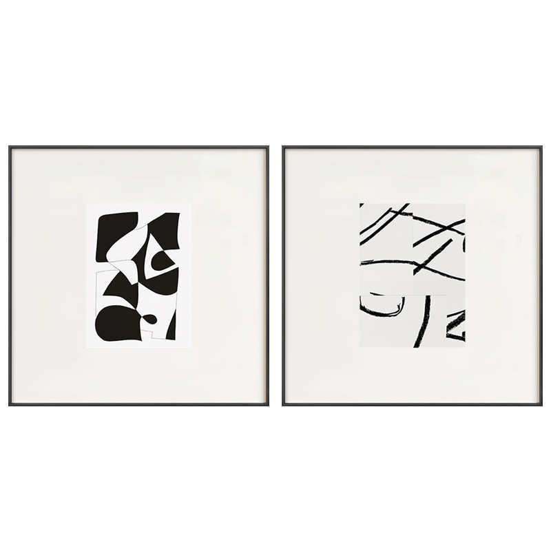 黑白抽象现代简约几何客厅背景墙装饰画玄关走廊卧室书房挂画壁画图片
