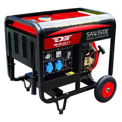 SAW3500E小型柴油发电机3KW便携式电启动 220V移动式带轮子发电机