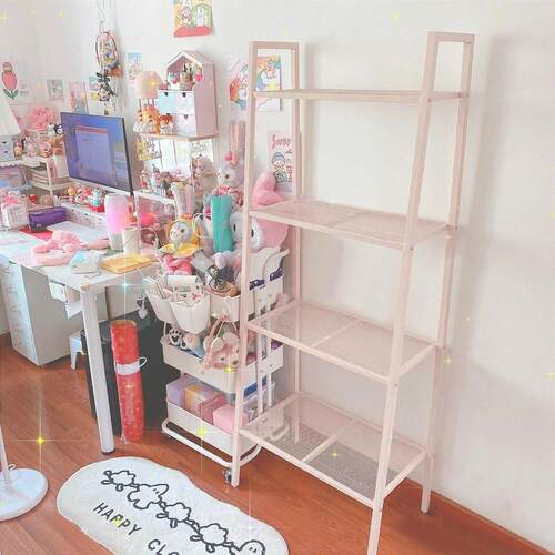 可爱ins学生书架卧室床头置物架化妆品置物架置地式收纳层架落地