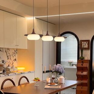 法式 中古风餐厅吊灯设计师高端餐桌吊灯 复古岛台原木风灯具新中式