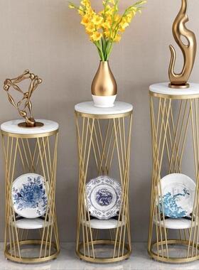 A6T客厅花架北欧轻奢客厅大理石花盆架室内电视柜旁沙发边落地摆