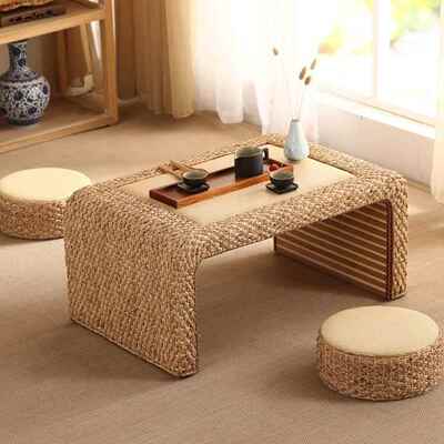 藤编榻茶榻米茶桌小几阳台窗台简约飘窗茶式矮台桌子日桌炕几PCJ-