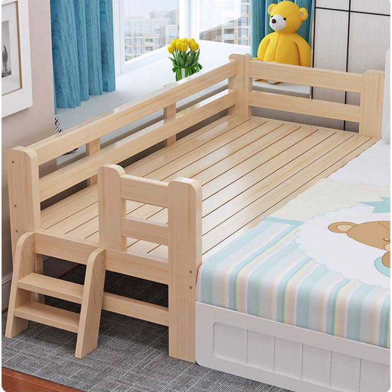 全实木拼接床儿童床单人加宽床边床带护栏婴儿小床拼接大床