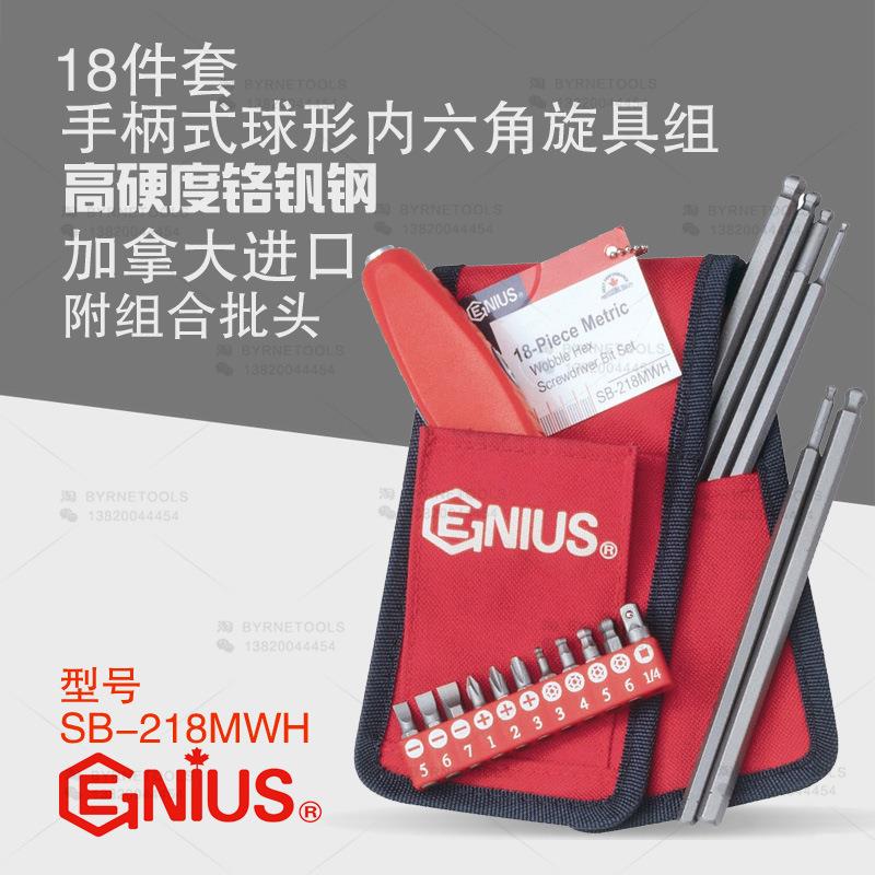 天赋GENIUS工具18件套手柄式球形内六角旋具批头组套装SB-218MWH
