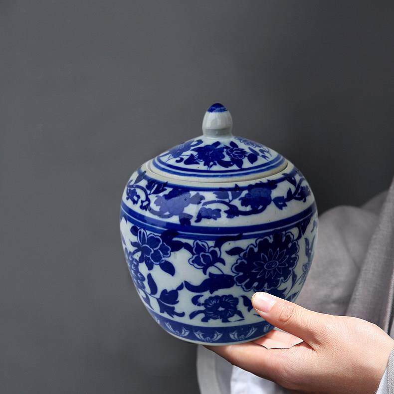 陶瓷青花罐储物罐盐罐咖啡糖罐家用带盖罐子储糖罐子餐具密封罐