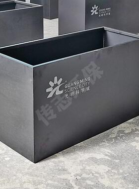 户外写字楼商场广场烤漆不锈钢花箱围栏隔断黑色金属铁皮花盆定制