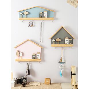 北欧现代客厅进门玄关免打孔墙壁挂钩钥匙挂架衣服收纳装饰置物架