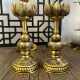 黄铜烛台高脚摆件中式 摆件前祠堂蜡烛台台佛家用供奉龙凤呈祥香薰