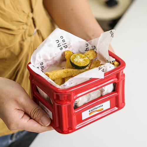 陶瓷小吃碗薯条篮收纳筐美式收纳篮创意零食碗