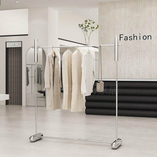 服装店展示架不锈钢中岛架男女装店落地式侧挂货架挂衣架陈列道具