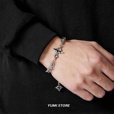 Retro Flame Cross Bracelet For Men Woman Hip Hop Titanium St