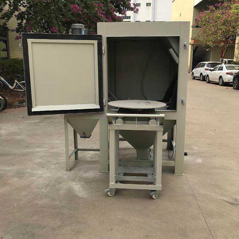 深圳推车转盘式手动硅橡胶模具清理喷砂机钢圈压缩机翻新喷砂设备