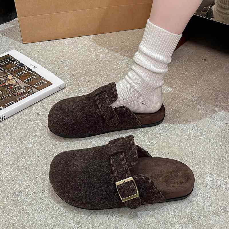 春秋厚底勃肯鞋包头半拖鞋女外穿2026新款懒人灰色毛呢毛毛0113z,女鞋,勃肯鞋/软木鞋,淘宝优惠券,粉丝福利购,淘宝优惠卷