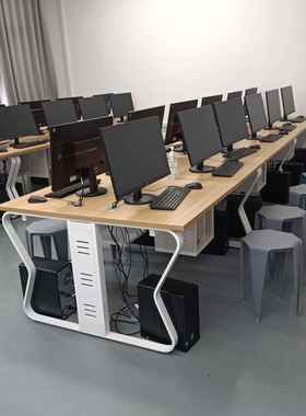新学校电教款室学习桌电脑桌多媒体计机算教室桌子机XBI式房台课