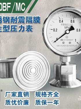 无锡飞天仪表FTYLB厂家直销YN60BF/MC不锈钢卫生型隔膜耐震压力表