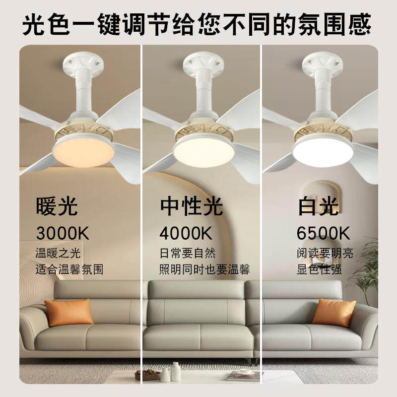 年跨境隐叶形风扇灯现用音代卧室护眼直风扇无品牌/灯家静柔风吊