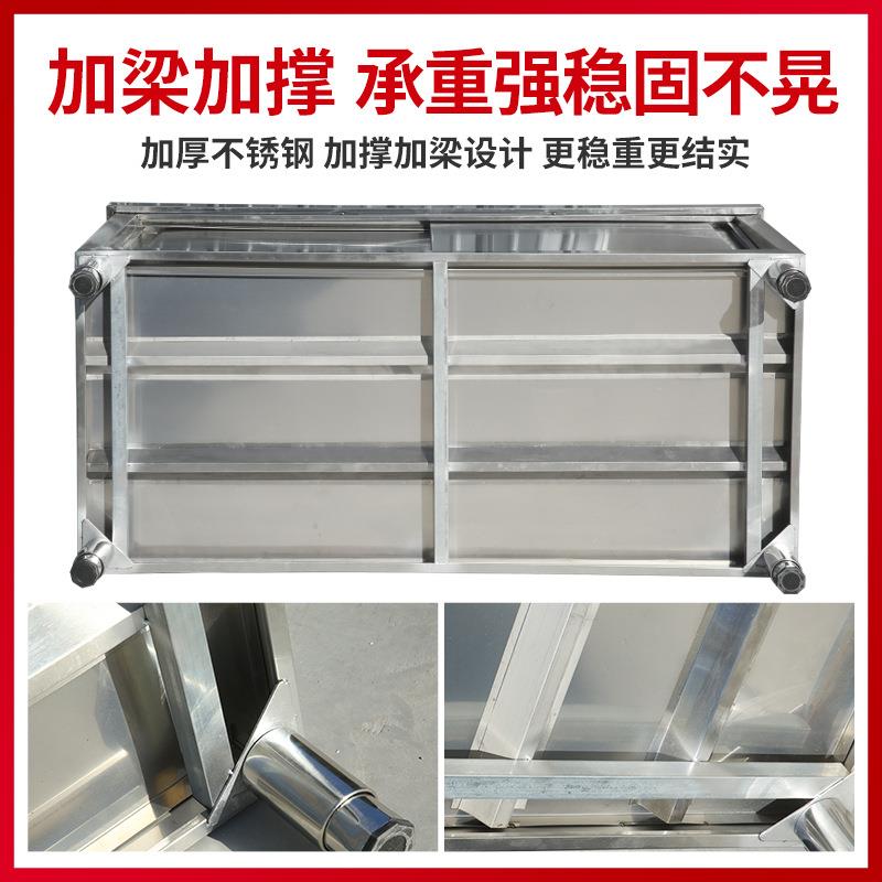 不锈钢拉门操作台 单通双通厨房打荷台酒店食堂 加厚储物工作台