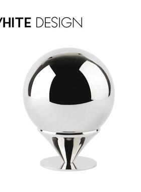 White Design 蛋筒不锈钢金属抛光牙签盒 棉棒盒桌面收纳高端摆件