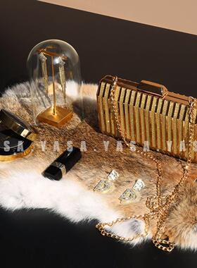 YASA【兔毛饰品组】样板间衣帽间主卧轻奢耳饰气垫手包摆件金色