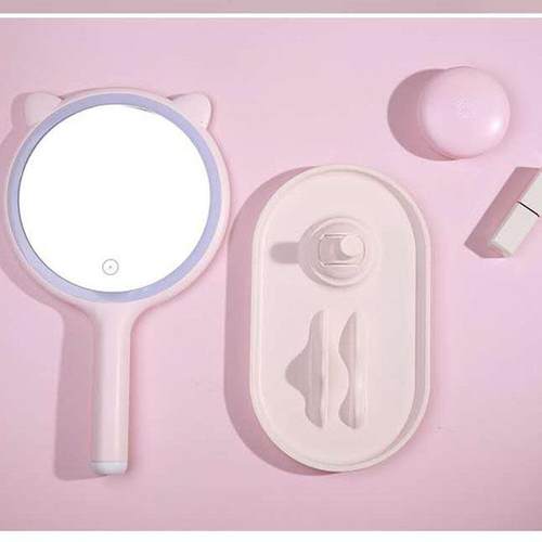 新款化妆镜 台式带LED灯网红补光美颜镜子宿舍桌面折叠便携梳妆镜