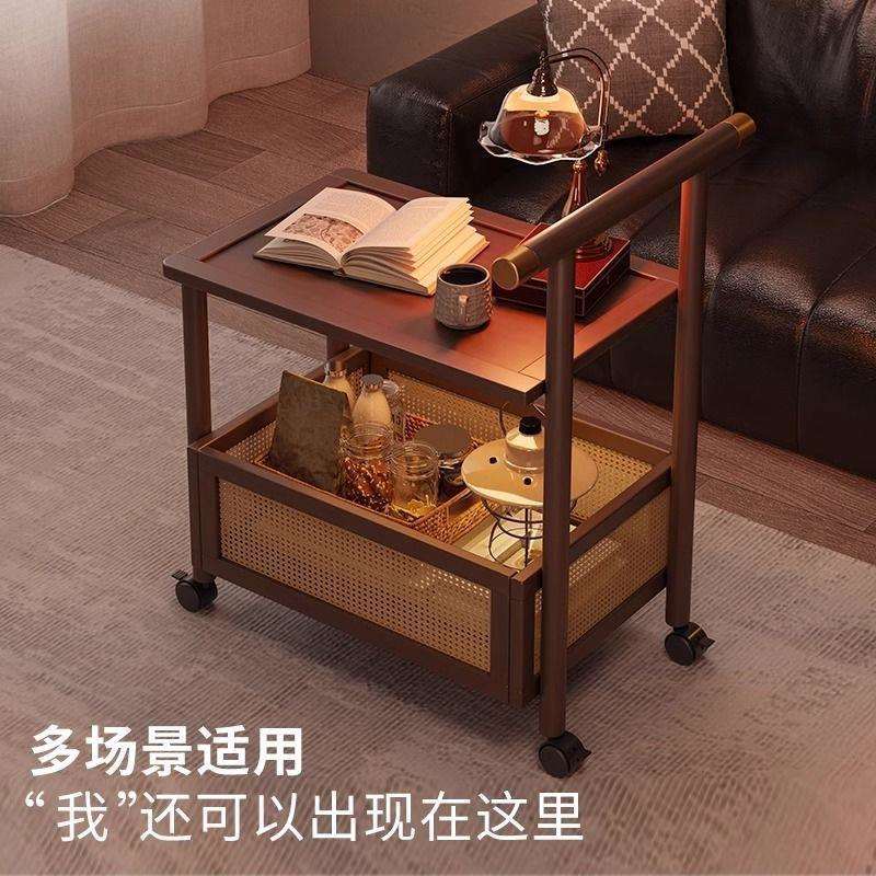 新款茶水柜小推车网红非实木沙发边几中古可移动茶几客厅边柜餐车