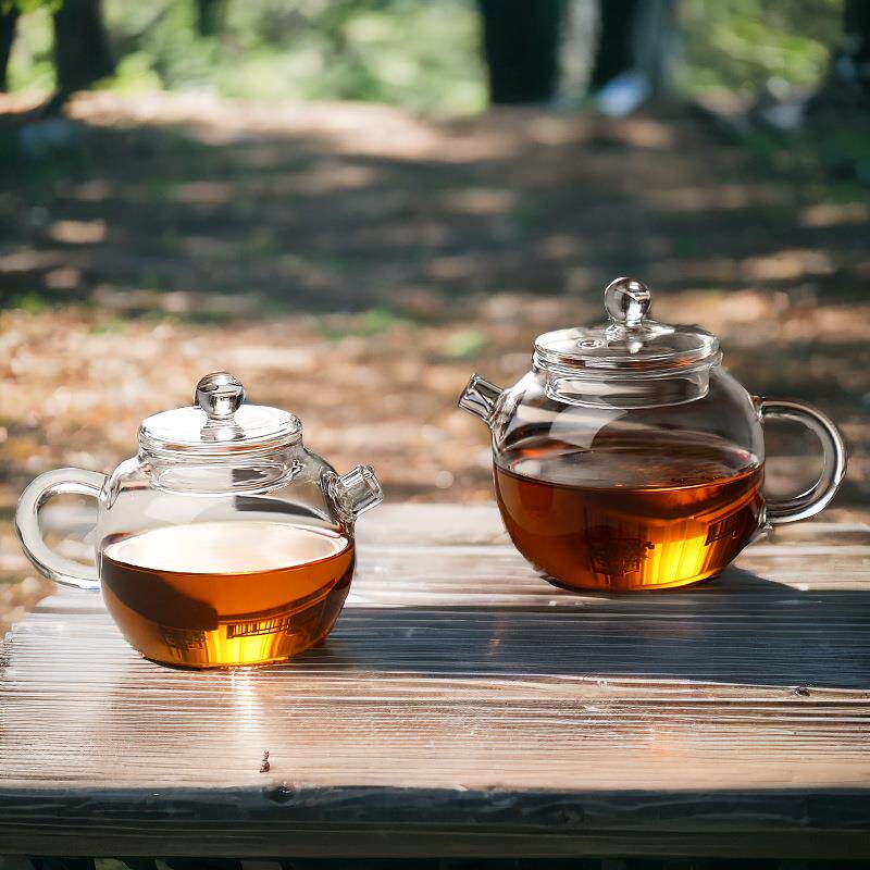 泡茶壶迷你小茶壶绿茶壶手捧壶透明玻璃花茶壶家用手抓高硼硅茶具