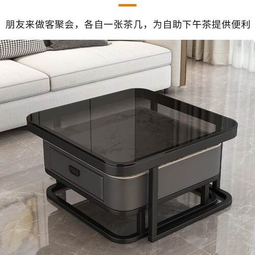 轻奢茶几客厅2025新款家用现代简约小户型方形岩板茶几电视柜组合