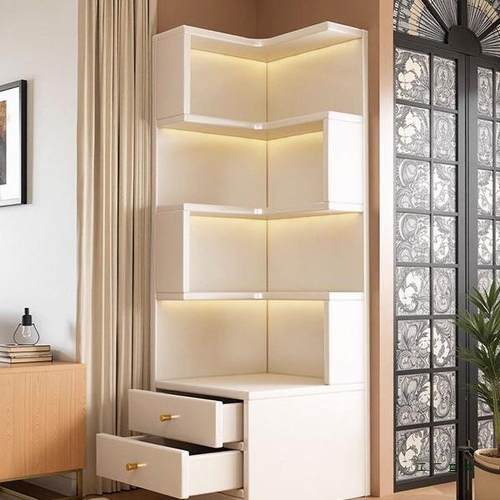 实木转角置物架墙角柜子一体靠墙90度拐角床头抽屉收纳柜三角边柜